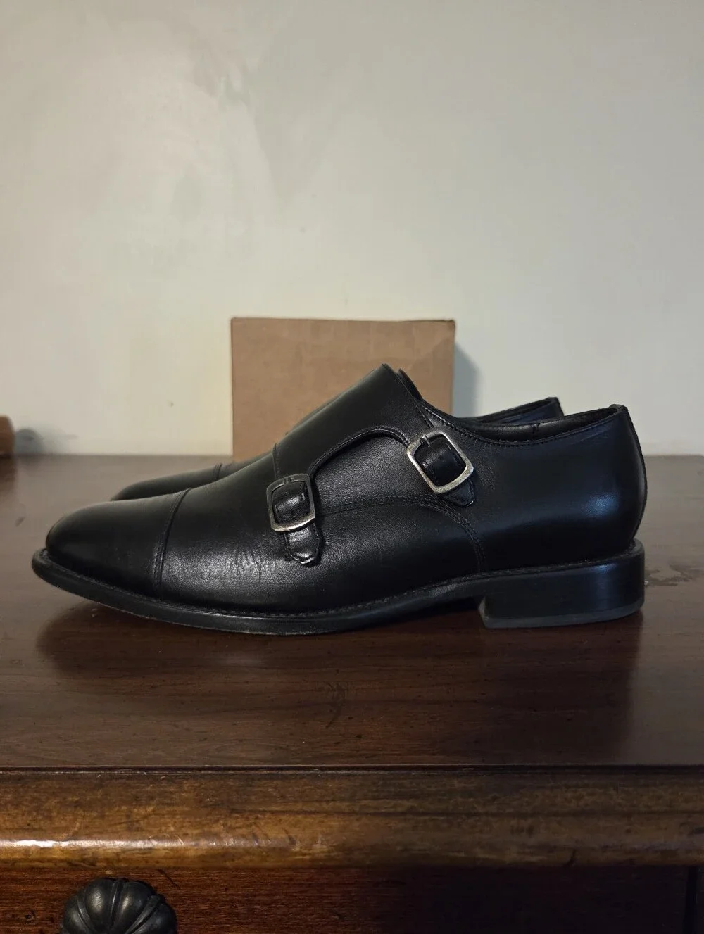 THURSDAY BOOT CO SAINT BLACK LEATHER DOUBLE MONK STRAP DRESS SHOES MENS SZ 8.5.